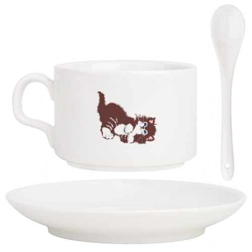 Кофейный набор с принтом Котенок