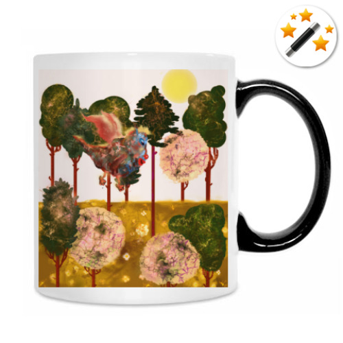 Кружка-хамелеон с принтом Серия 'Лес'. Летучий Мыш Дракончик