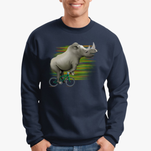 Свитшот с принтом Носорог на велосипеде