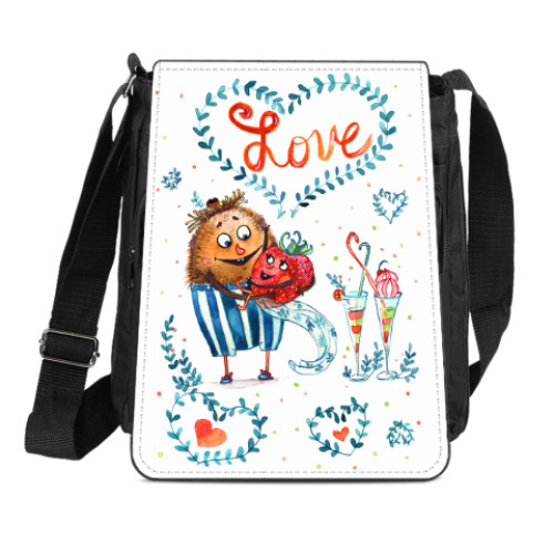 Сумка-планшет с принтом Любовь и фрукты