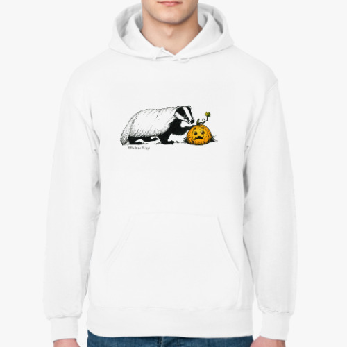 Толстовка худи с принтом Барсук и тыква Фшоке