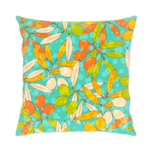 Подушка с принтом яркие оливки