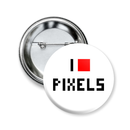 Значок 50мм с принтом Я люблю пиксели