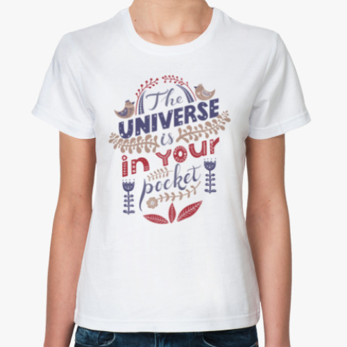 Классическая футболка с принтом Вселенная в твоём кармане