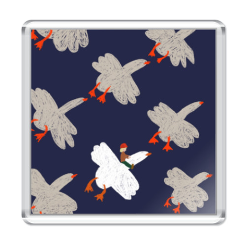 Магнит с принтом Гуси и Нильс