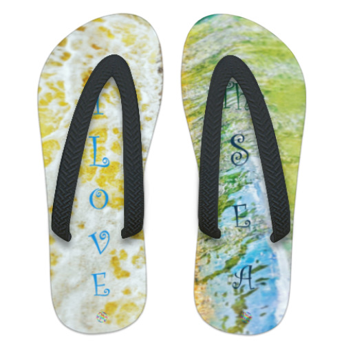 Шлепанцы (сланцы) с принтом I love the sea