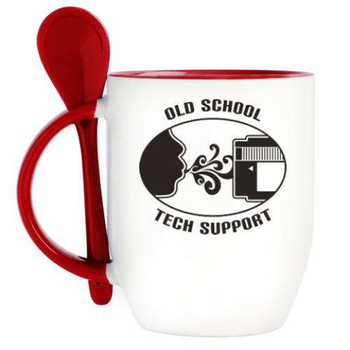 Кружка с ложкой с принтом Старая техпомощь