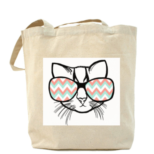 Сумка шоппер с принтом Кот в очках