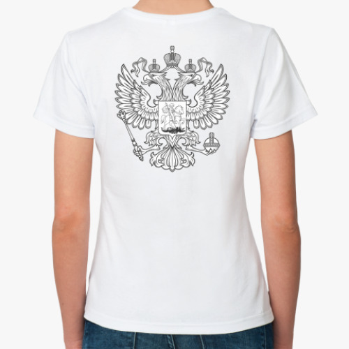 Классическая футболка с принтом РОССИЯ