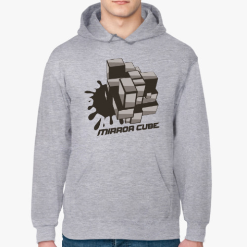 Толстовка худи с принтом Зеркальный кубик