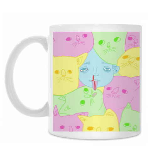 Кружка с принтом экстравагантно с котиками