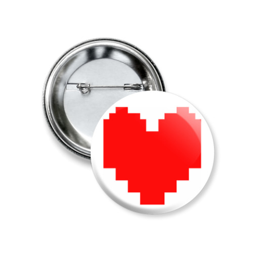 Значок 37мм с принтом Undertale Сердце