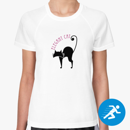 Женская спортивная футболка с принтом Элегантная кошка