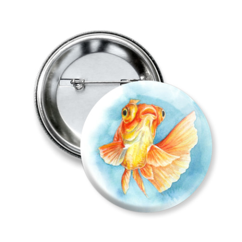 Значок 50мм Золотая рыбка