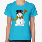 Классическая женская футболка Снеговик