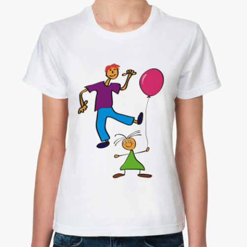 Классическая футболка с принтом Парочка - рисунок