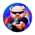 Виниловая наклейка, круг (15 х 15 см) IRON PIG