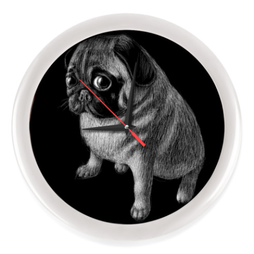 Настенные часы с принтом Мопсик Очаровашка