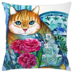 кот с пионами