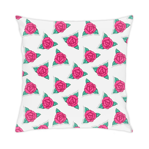 Подушка с принтом 'Фестиваль роз'