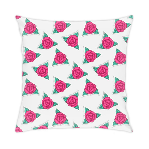 Подушка с принтом 'Фестиваль роз'