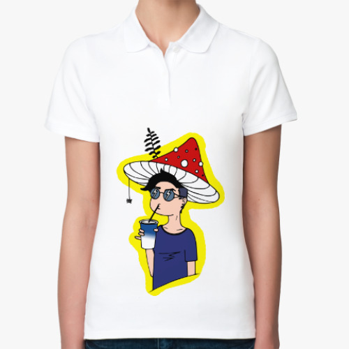 Женская рубашка поло (печать) с принтом Мухомор