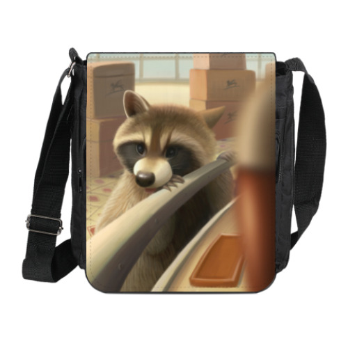 Сумка на плечо (мини-планшет) Енот и шоколадная фабрика