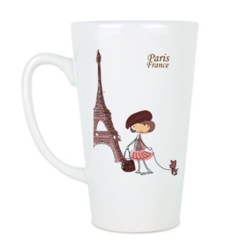 Чашка Латте с принтом Париж,девушка