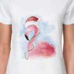 Фламинго в шапке Санты