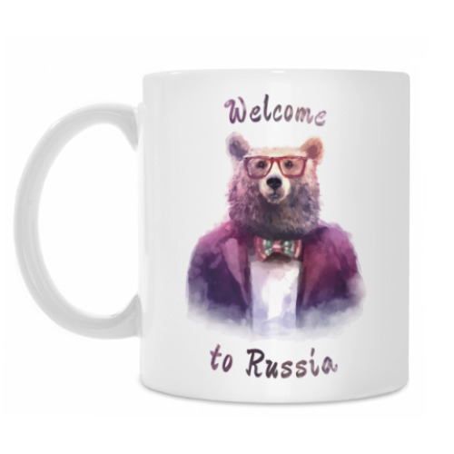 Кружка с принтом Welcome to Russia bear