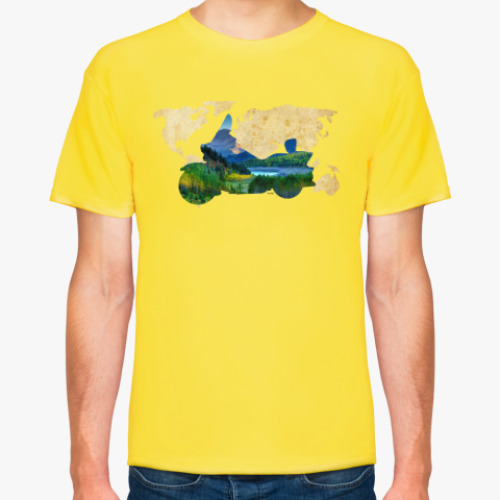 Футболка с принтом Пейзаж мотоцикла