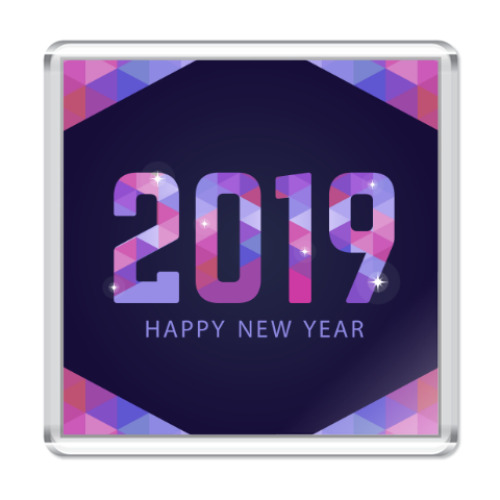 Магнит с принтом Новый год 2019