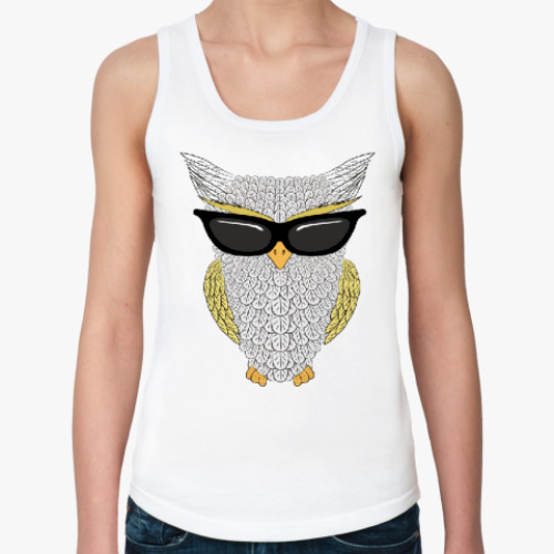Женская майка с принтом Филин с очках