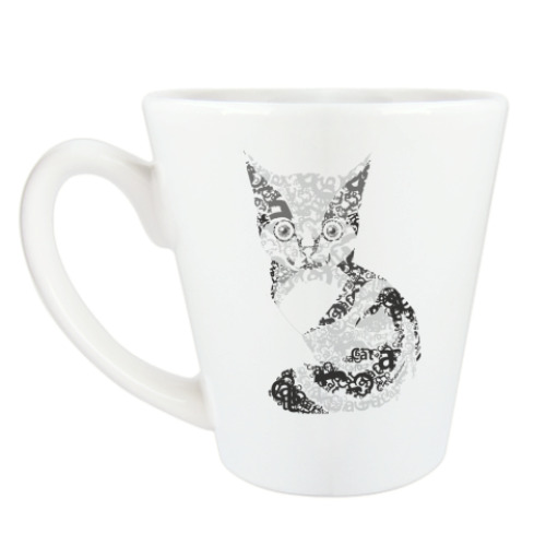 Чашка Латте с принтом  'котик'