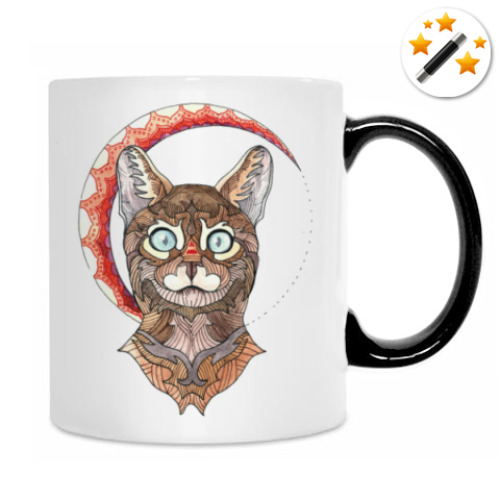 Кружка-хамелеон с принтом Бенгальский кот
