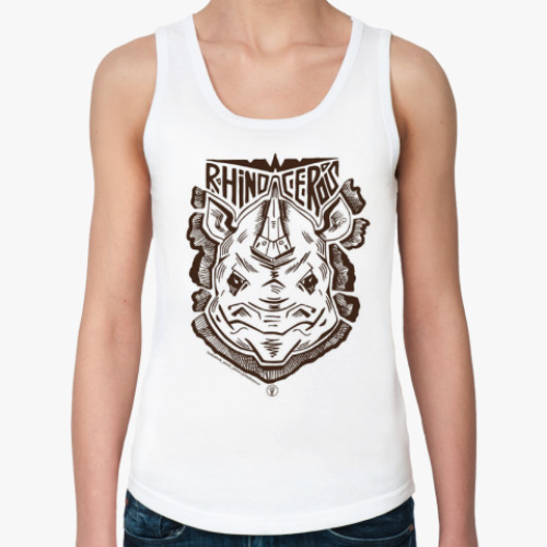 Женская майка с принтом Носорог