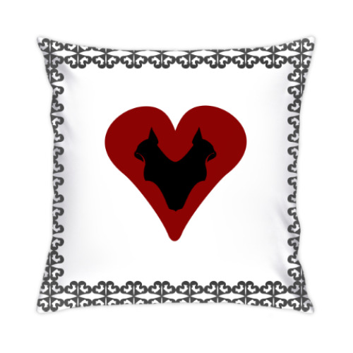 Подушка с принтом Кошачьи карты Черви