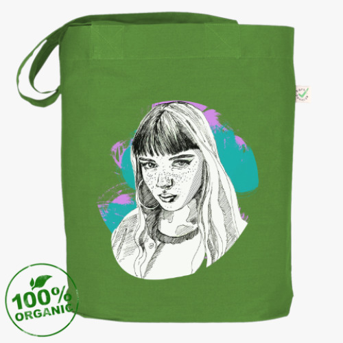 Сумка шоппер с принтом Взгляд с яркими красками