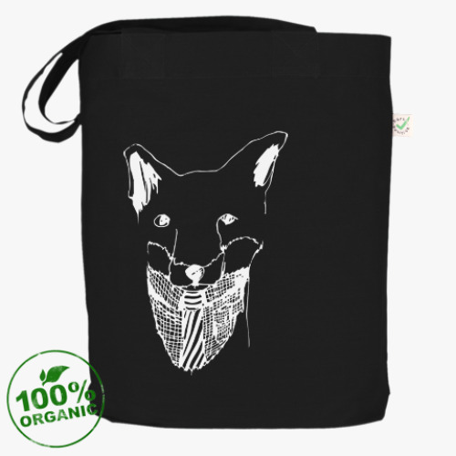 Сумка шоппер с принтом Лис с галстуком