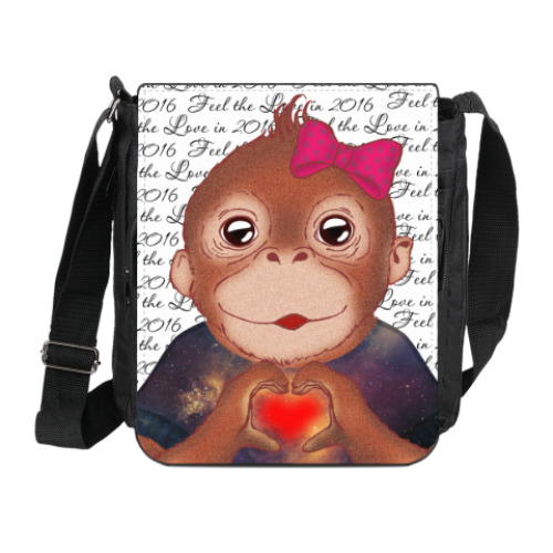 Сумка на плечо (мини-планшет) с принтом Обезьянка