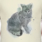 Серый сердитый кот