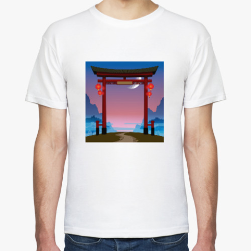 Футболка с принтом Закат солнца в Китае