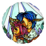 Пара с розово-голубыми волосам