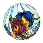 Подушка 35x35 см с цветной обратной стороной Пара с розово-голубыми волосам