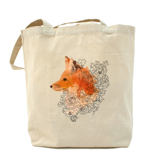 Сумка шоппер с принтом Акварельная лиса