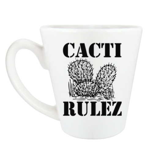 Чашка Латте с принтом Cacti Rulez