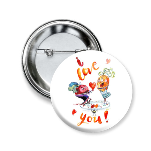 Значок 50мм с принтом Любовь и морковь