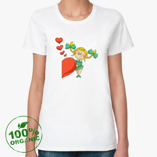 Женская футболка из органик-хлопка с принтом ПОЛОВИНКА ДЕВОЧКА