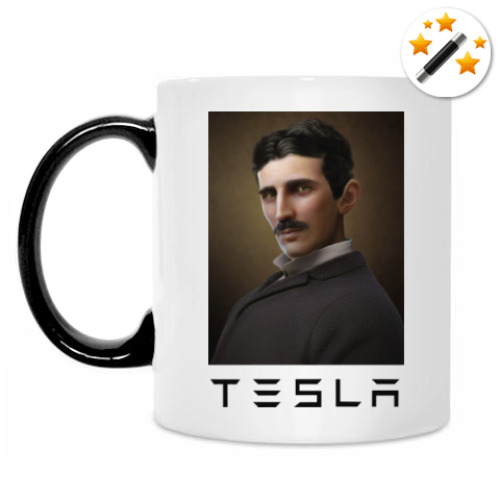 Кружка-хамелеон с принтом Никола Тесла