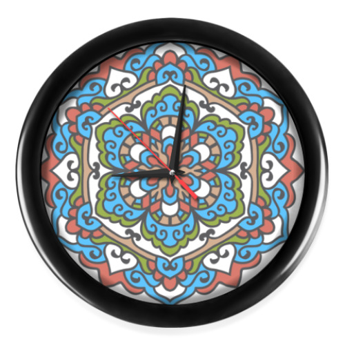 Настенные часы с принтом Мандала
